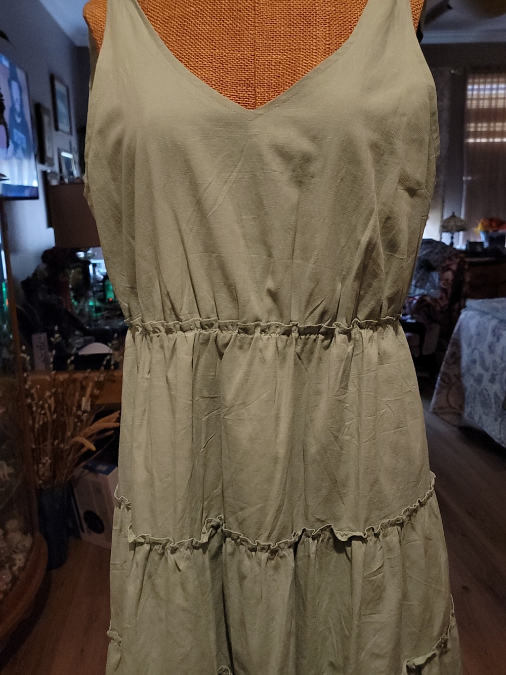 Sleeveless Sage Green Tiered Midi Dress - Casual Summer Style